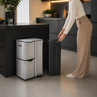Bayt Prullenbak 60 liter - 3 compartimenten - Zilver - Baytliving
