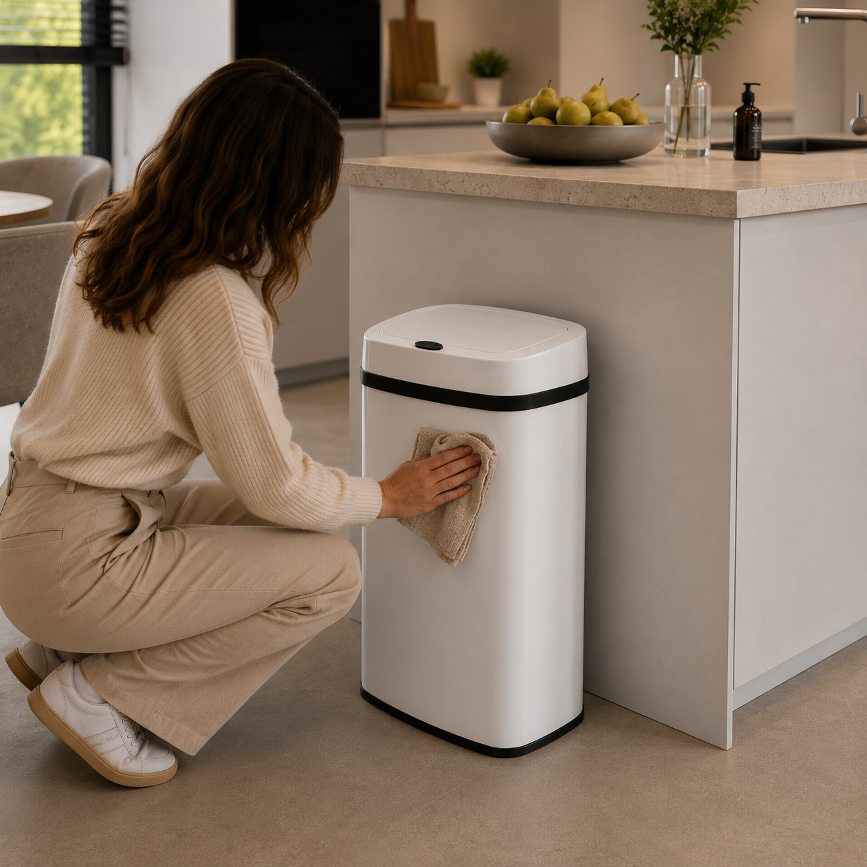 Bayt Prullenbak 60 liter - Touch Bin Prullenbak - Wit - Baytliving