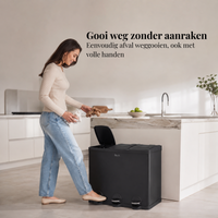 Prullenbak 3x20 Liter met Pedaalbediening - Zwart - Baytliving