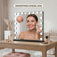 Hollywood Spiegel 80 x 60 cm met 10x Vergroting - Zwart - Baytliving