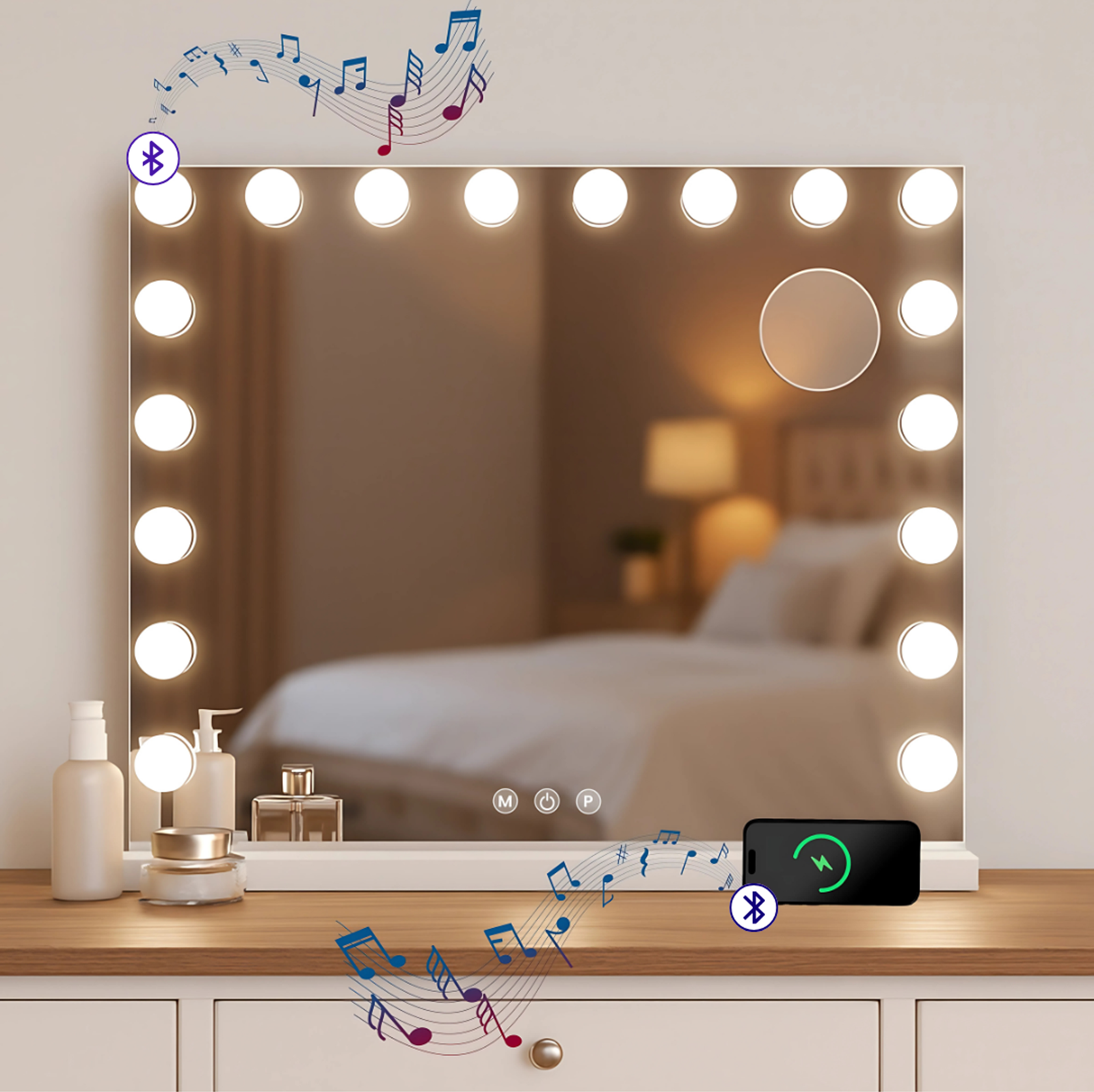 Bayt Hollywood Spiegel - Met bluetooth - 58x46cm - Baytliving