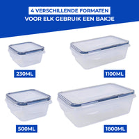 Bayt Vershoudbakjes 16-Delig - Meal Prep & Diepvries Bakjes met Deksel - Plastic - Baytliving