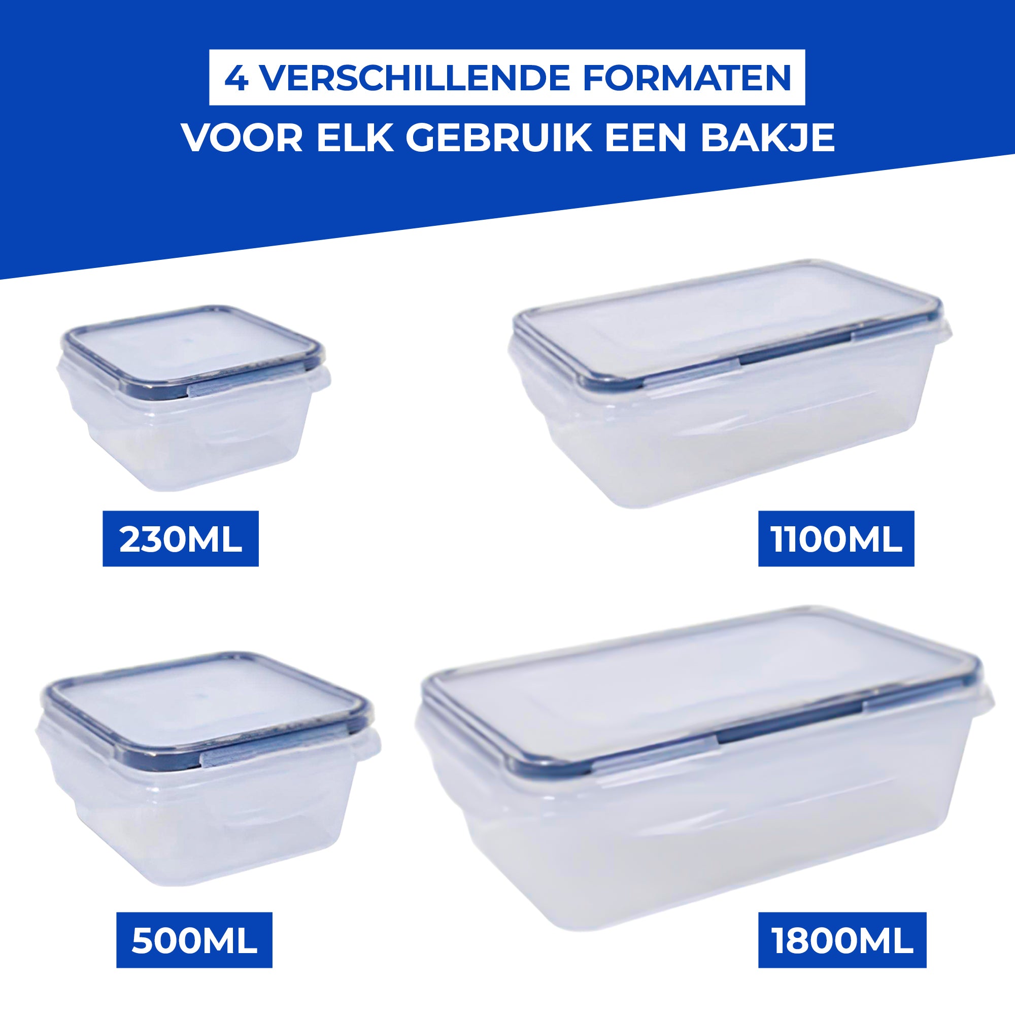 Bayt Vershoudbakjes 16-Delig - Meal Prep & Diepvries Bakjes met Deksel - Plastic - Baytliving