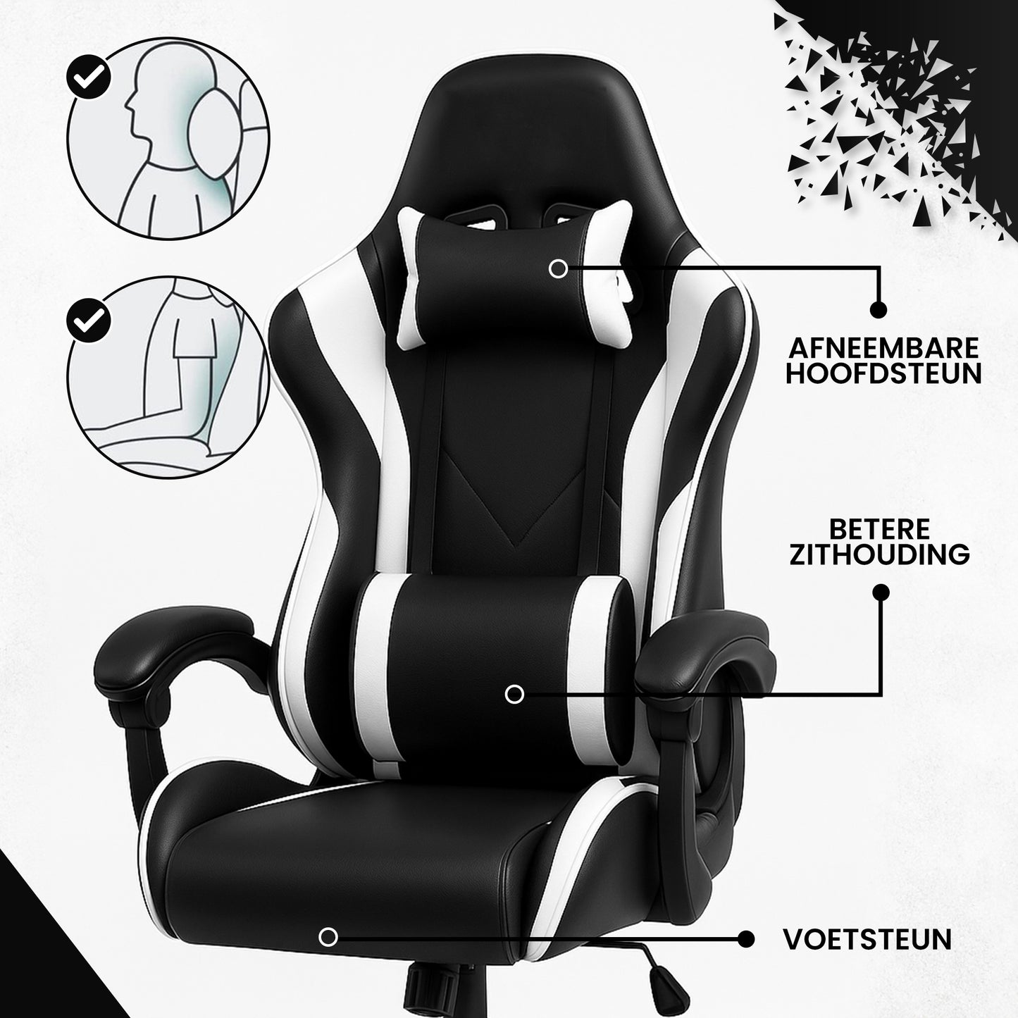 Bayt Gaming Stoel - Wit/Zwart