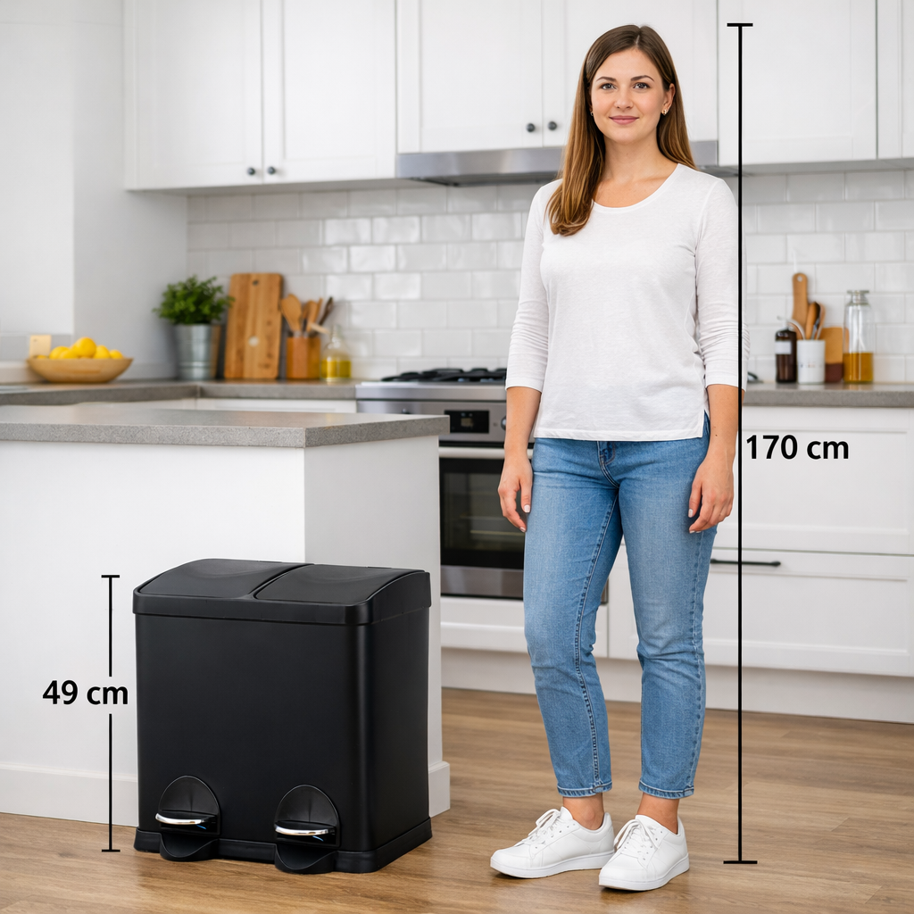Prullenbak 2x15 Liter met Pedaalbediening - Zwart - Baytliving