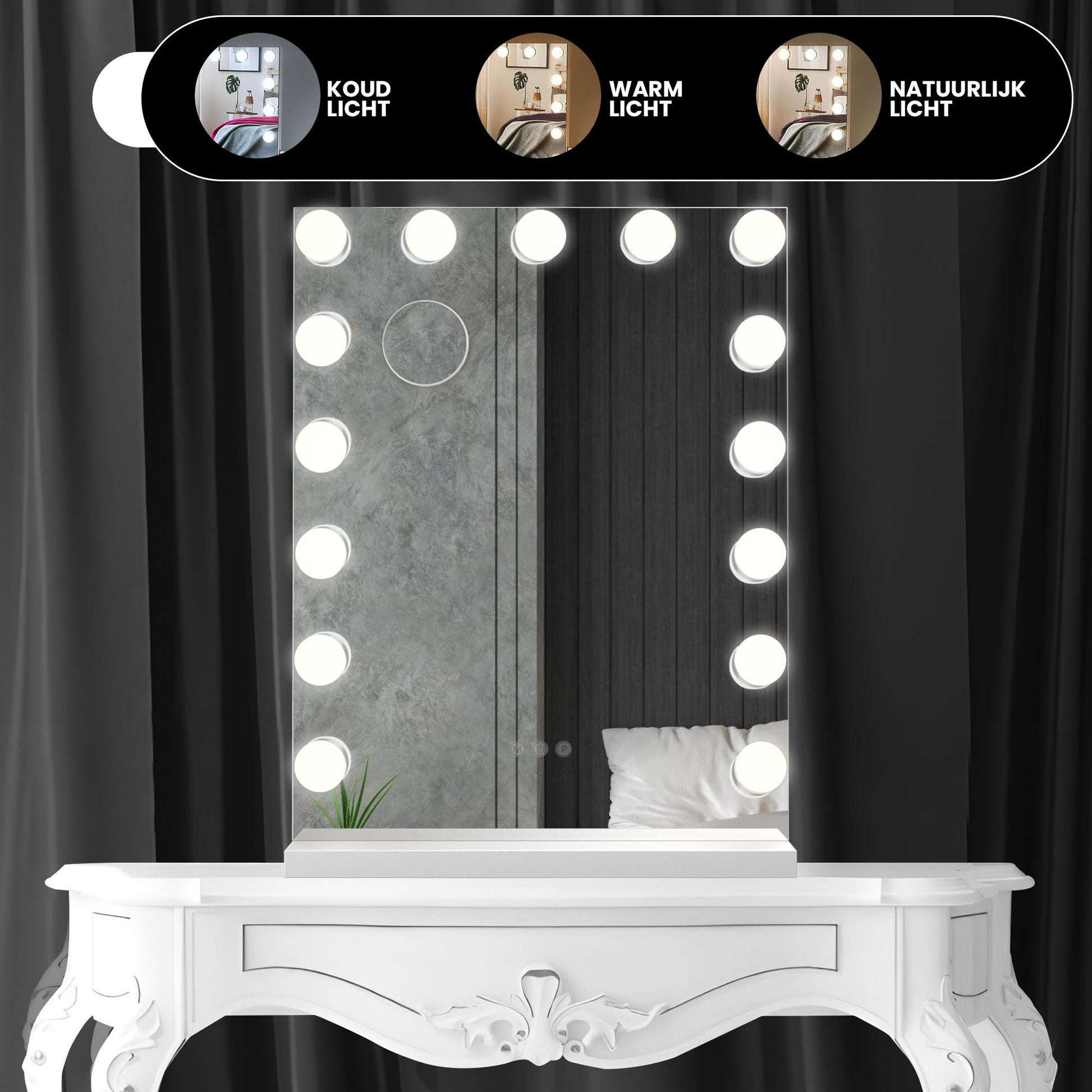 Hollywood Spiegel – 60×43Cm - Wit - Baytliving