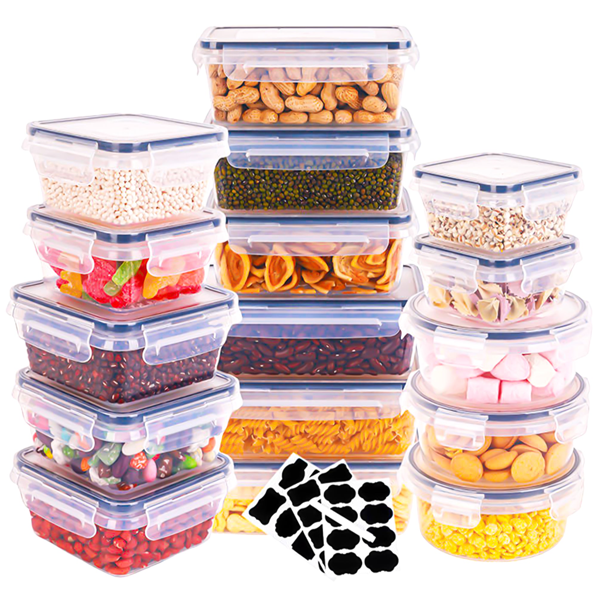 Bayt Vershoudbakjes 16-Delig - Meal Prep & Diepvries Bakjes met Deksel - Plastic - Baytliving