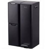 Bayt Prullenbak 60 liter - 3 compartimenten - Zwart - Baytliving
