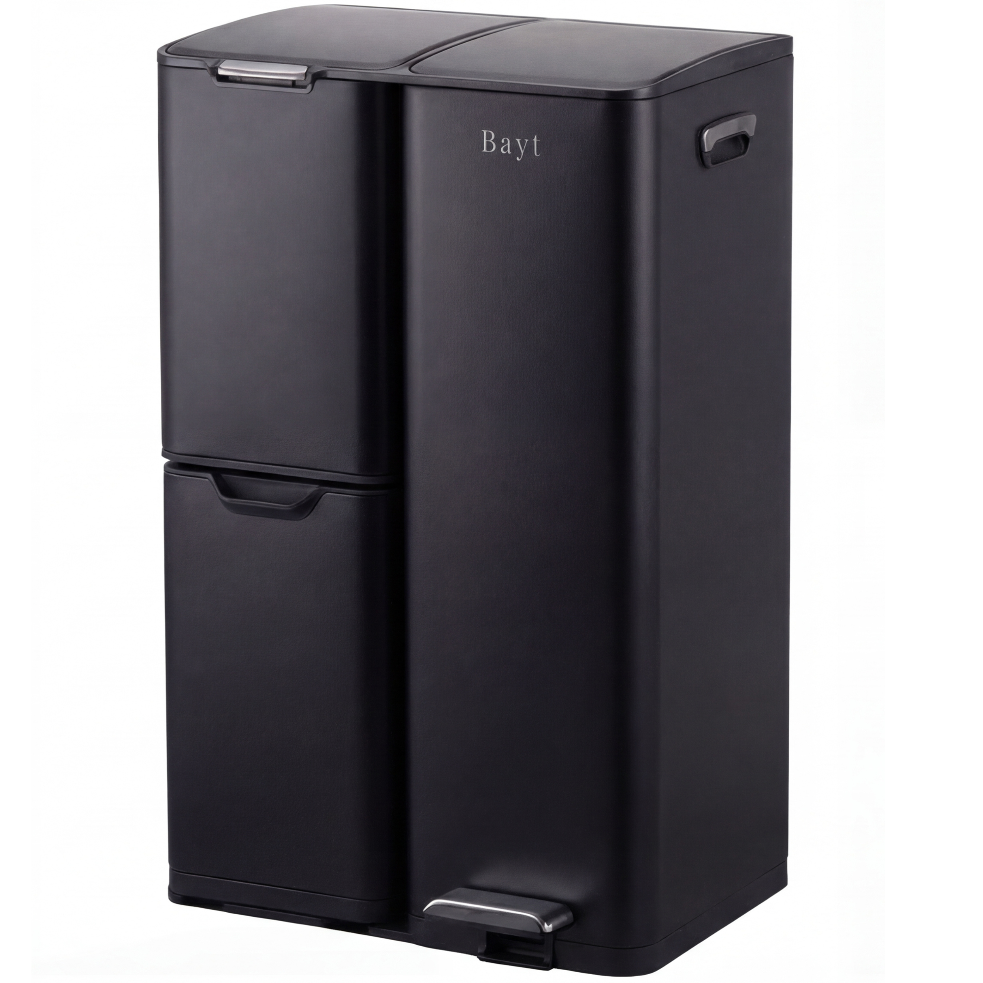 Bayt Prullenbak 60 liter - 3 compartimenten - Zwart - Baytliving