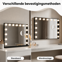 Hollywood Spiegel 58 x 46 cm met 10x Vergroting - Zwart - Baytliving