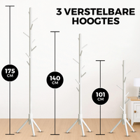 Bayt Staande Kapstok Hout 8 Haken- Wit - Baytliving