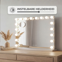 Hollywood Spiegel 80x60 met Verlichting en Bluetooth - Wit - Baytliving