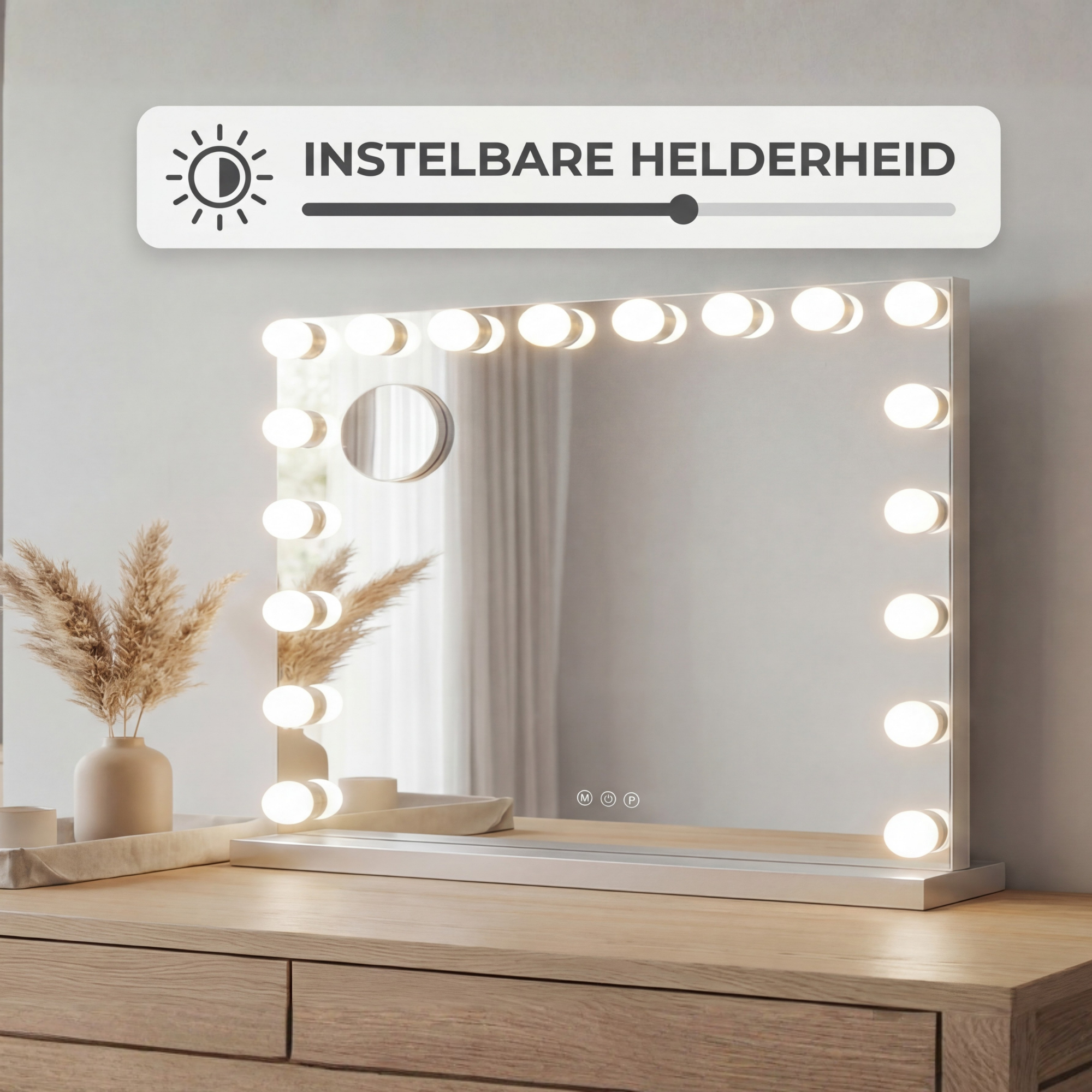Hollywood Spiegel 80x60 met Verlichting en Bluetooth - Wit - Baytliving