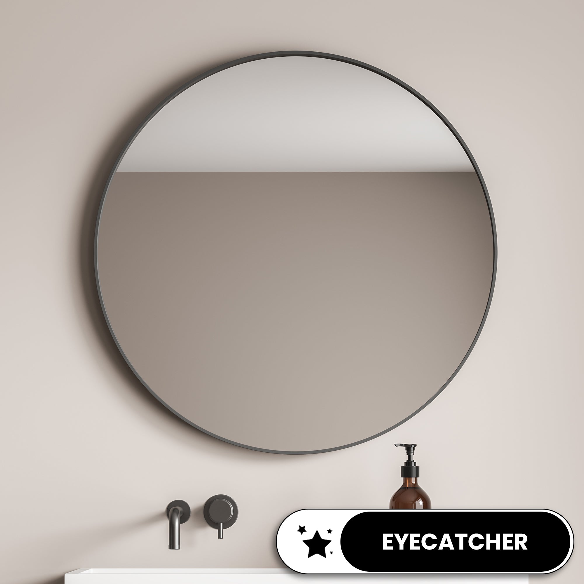 Ronde Badkamerspiegel -zwart Ø 50 CM - Baytliving