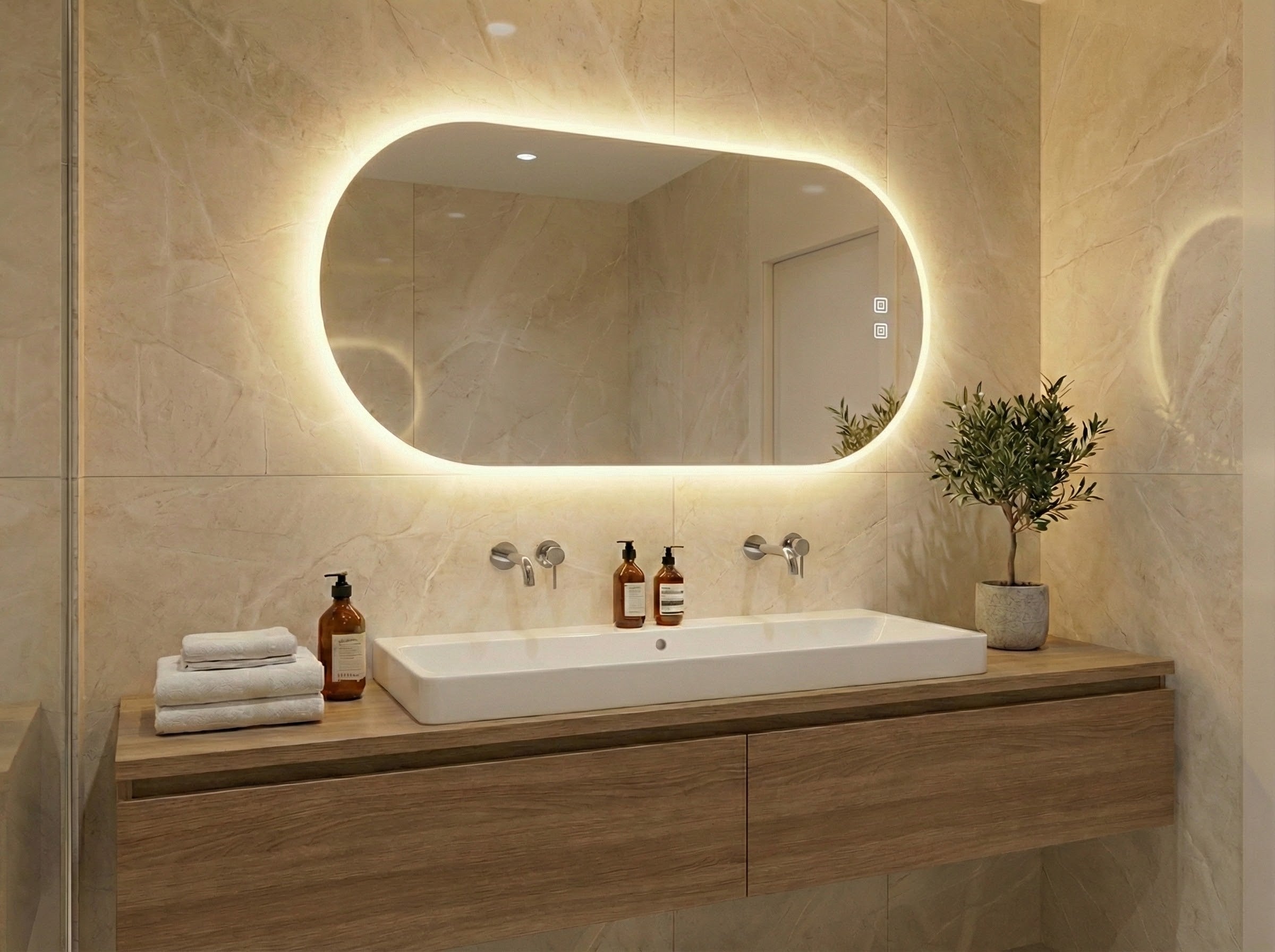Bayt Badkamerspiegel met LED - Ovaal 50x90 cm - 2 Lichtstanden - Baytliving