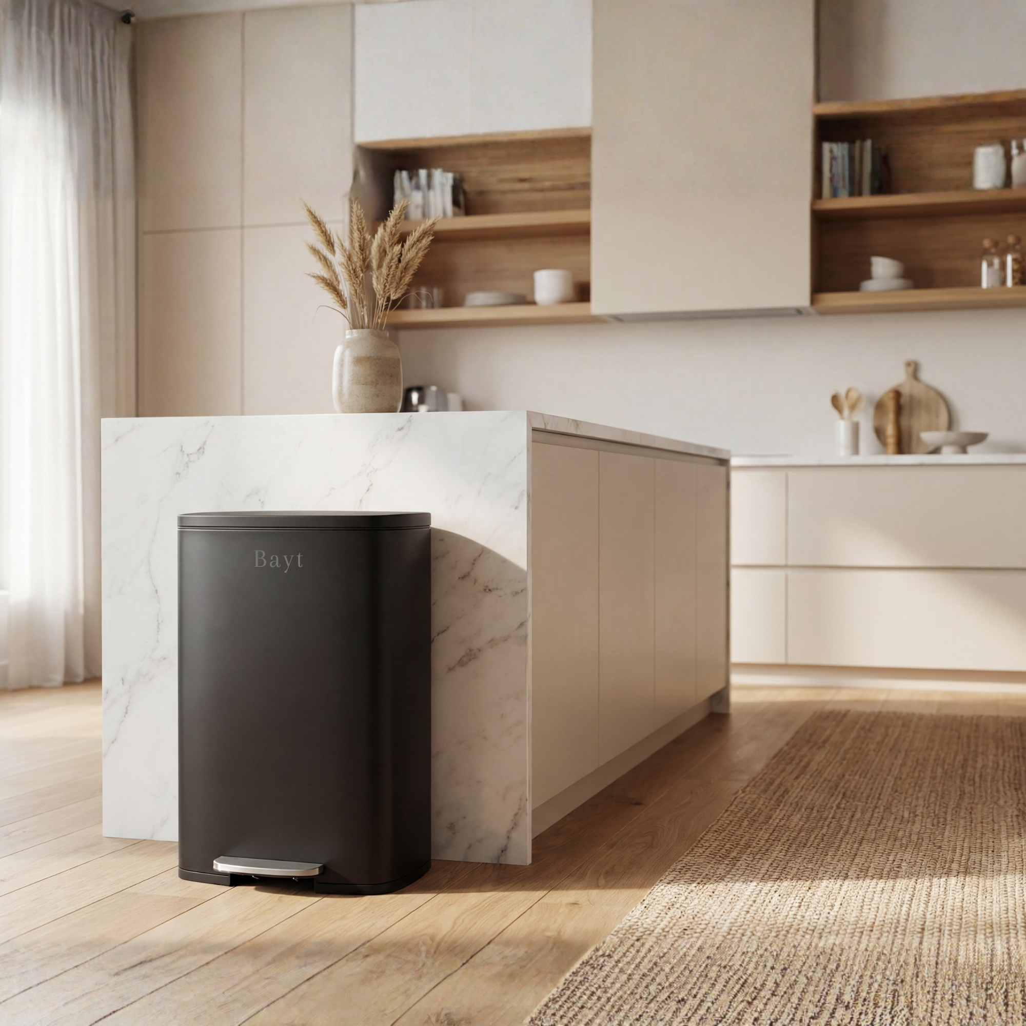 Bayt Prullenbak 50 Liter – Pedaalprullenbak - Zwart - Baytliving