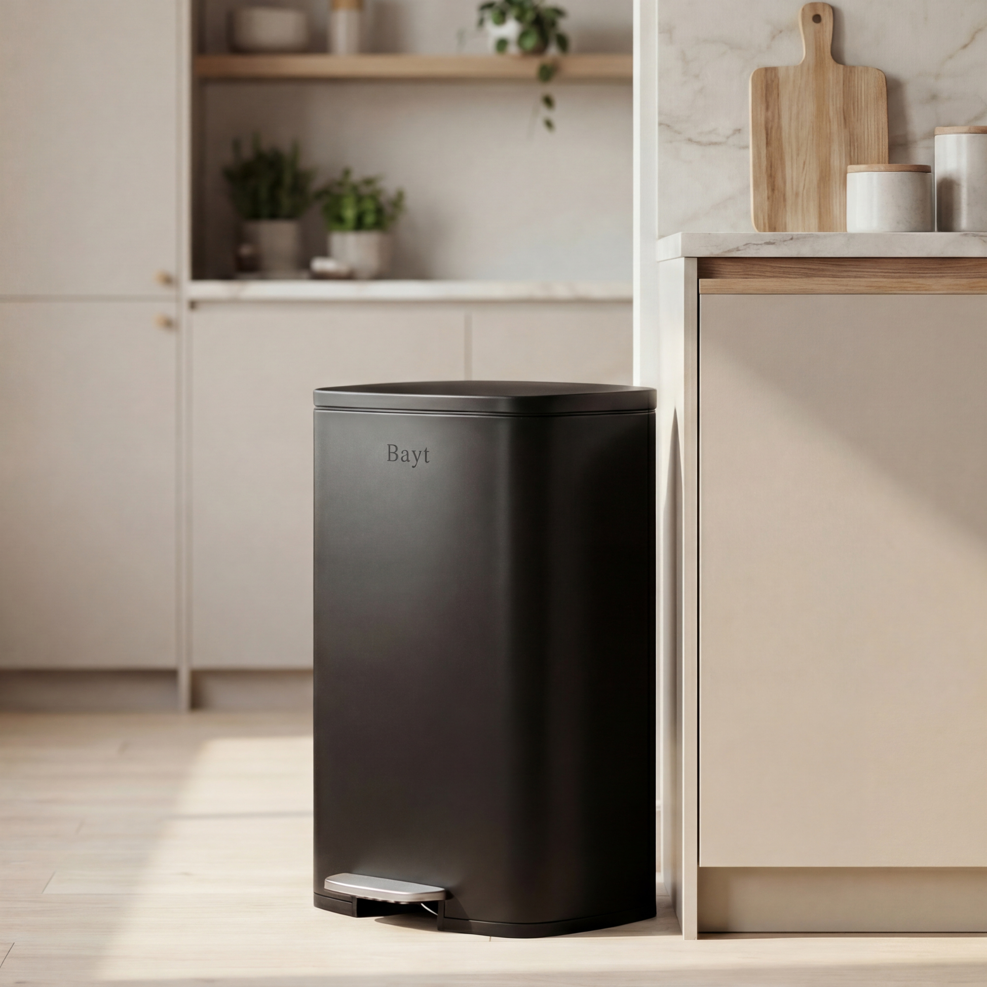 Bayt Prullenbak 50 Liter – Pedaalprullenbak - Zwart - Baytliving