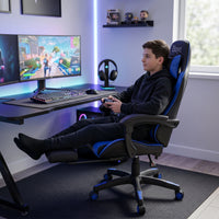 Gamestoel met Voetensteun - Verstelbaar - Marineblauw - Baytliving