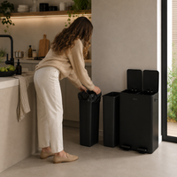 Bayt Prullenbak 60 liter - 2x30L Pedaalprullenbak - Zwart - Baytliving