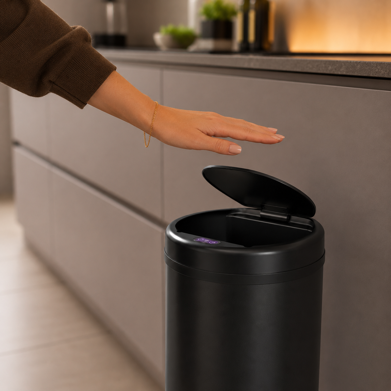 Bayt Prullenbak 50 liter - Sensor Prullenbak - Zwart - Baytliving