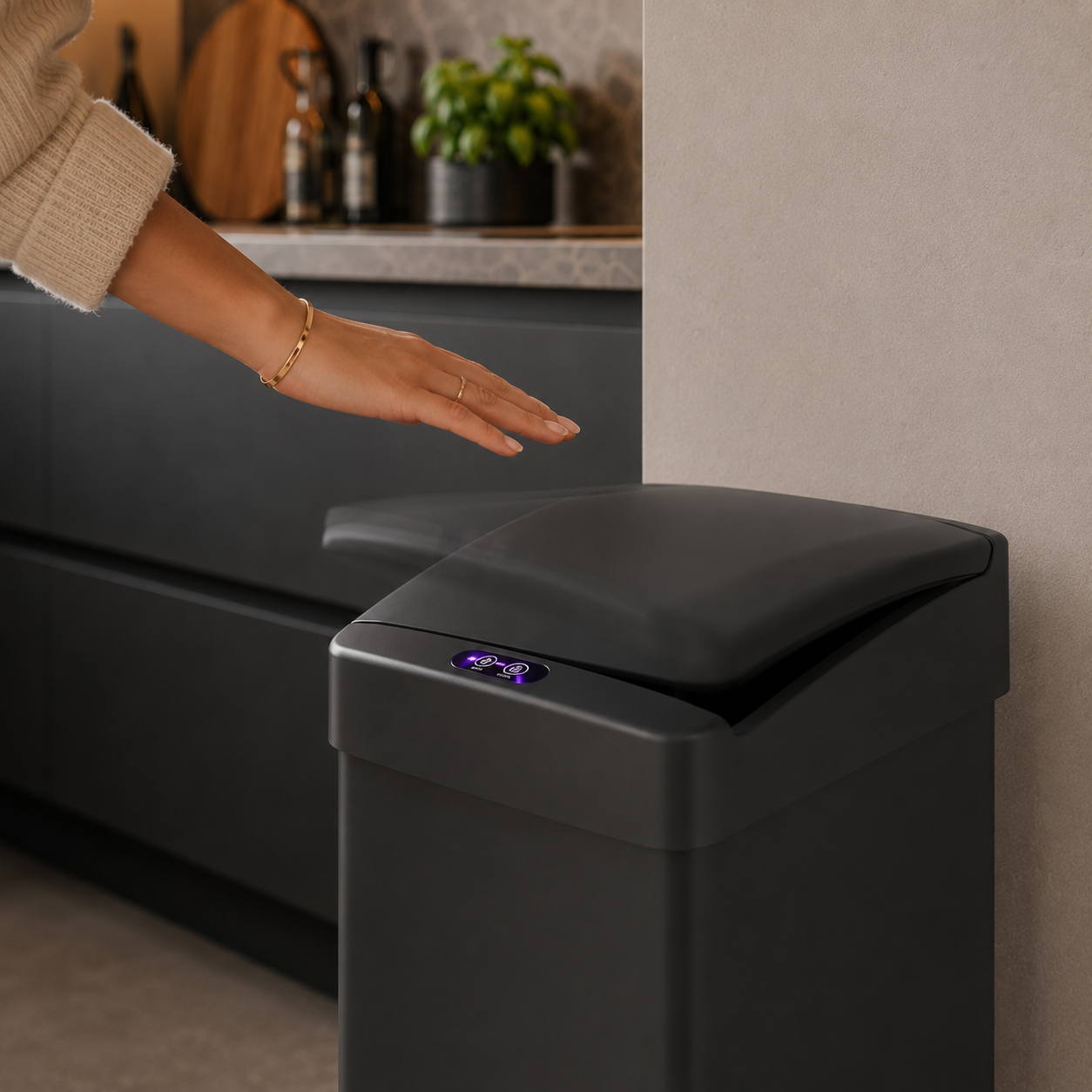 Bayt Prullenbak 60 liter - Sensor Prullenbak Vierkant - Zwart - Baytliving