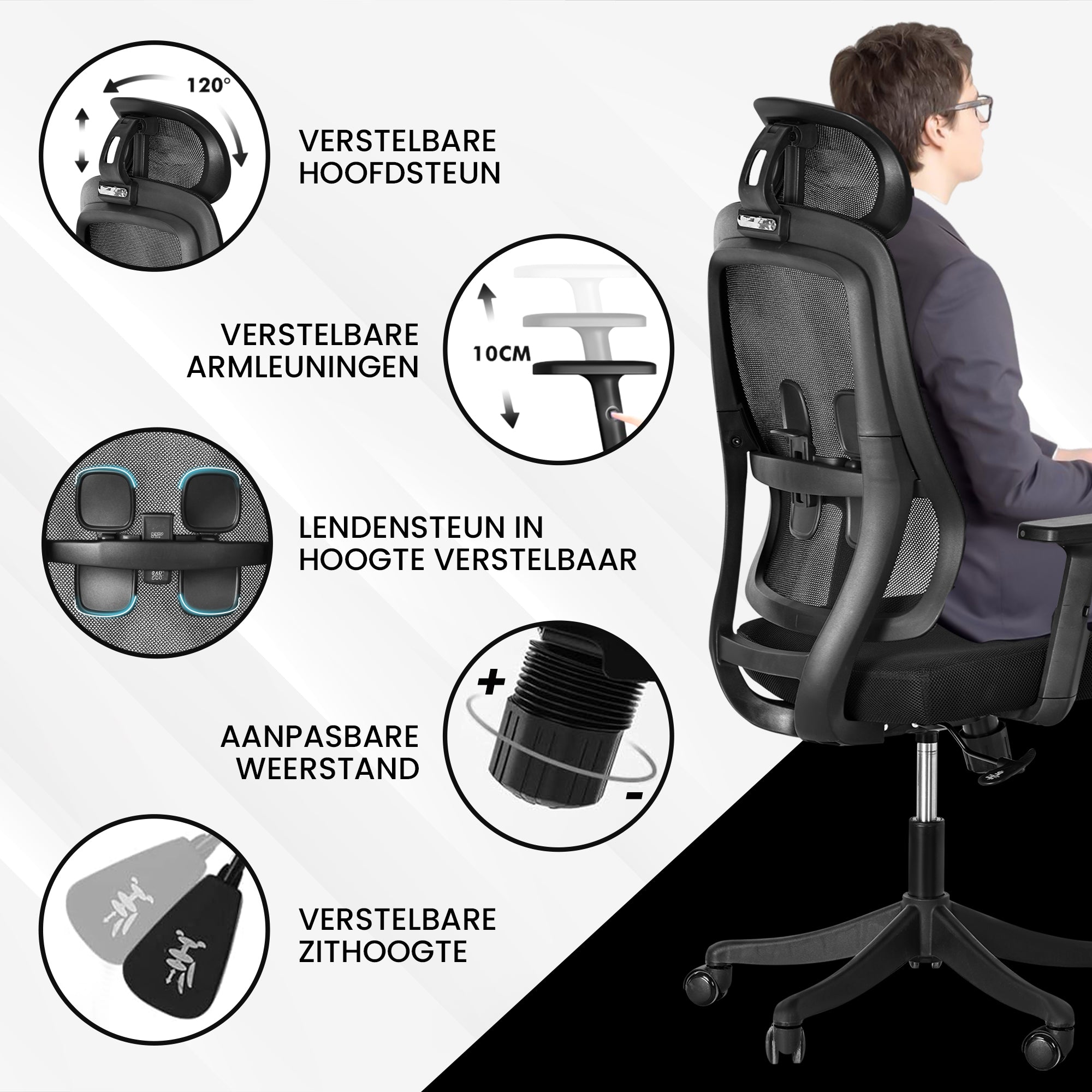 Bayt Ergonomische Bureaustoel - Office chair - Kantoorstoel Verstelbaar - Baytliving
