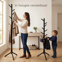 Bayt Staande Kapstok Hout 8 haken - Zwart - Baytliving
