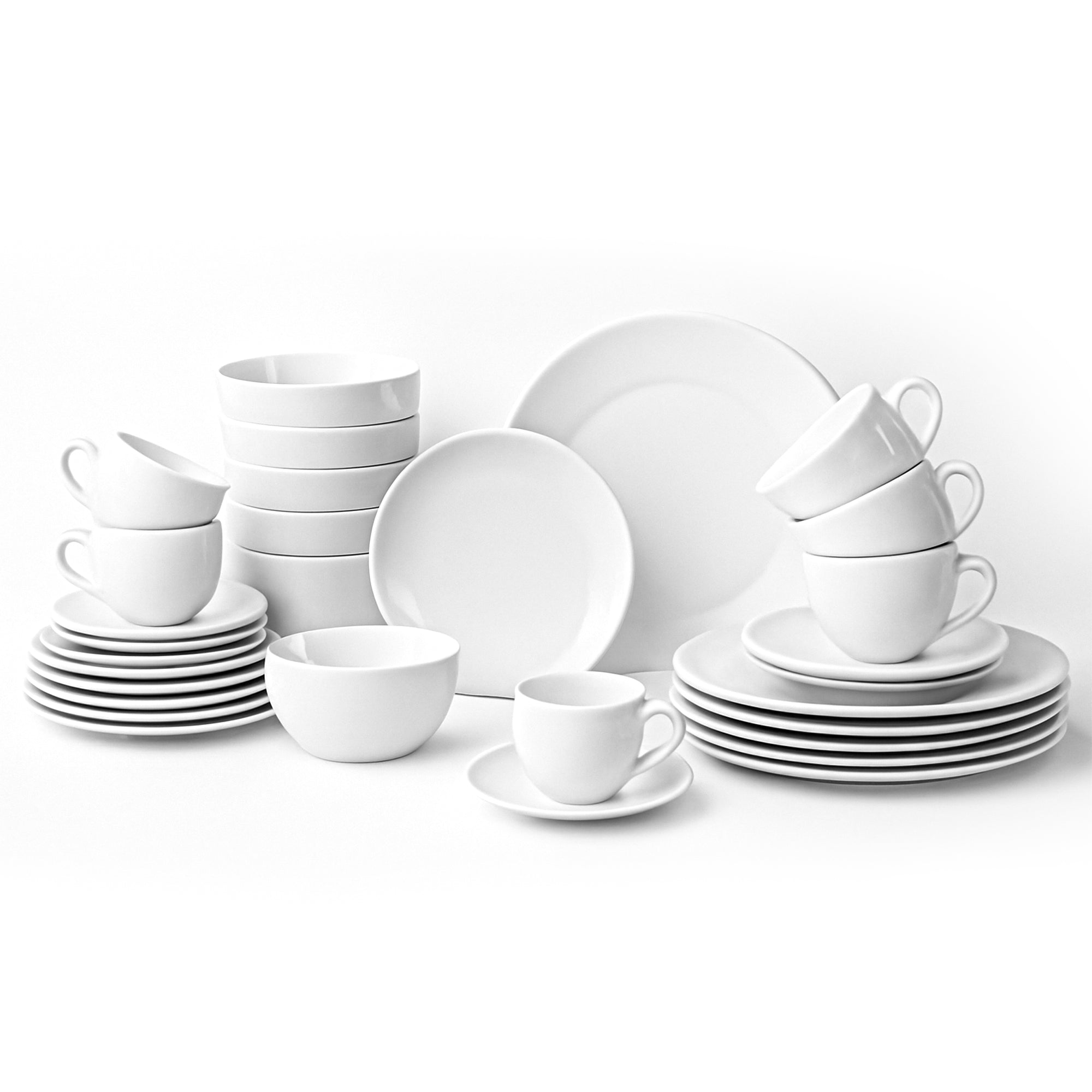 Bayt Serviesset 30-Delig Porselein Wit - Servies 6 Personen - Borden, Kommen & Schaaltjes - Baytliving