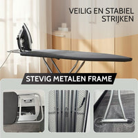 Bayt Strijkplank 100x33 cm - In Hoogte Verstelbaar 70-90 cm - Met Strijkijzerhouder - Katoenen Hoes - Grijs - Baytliving