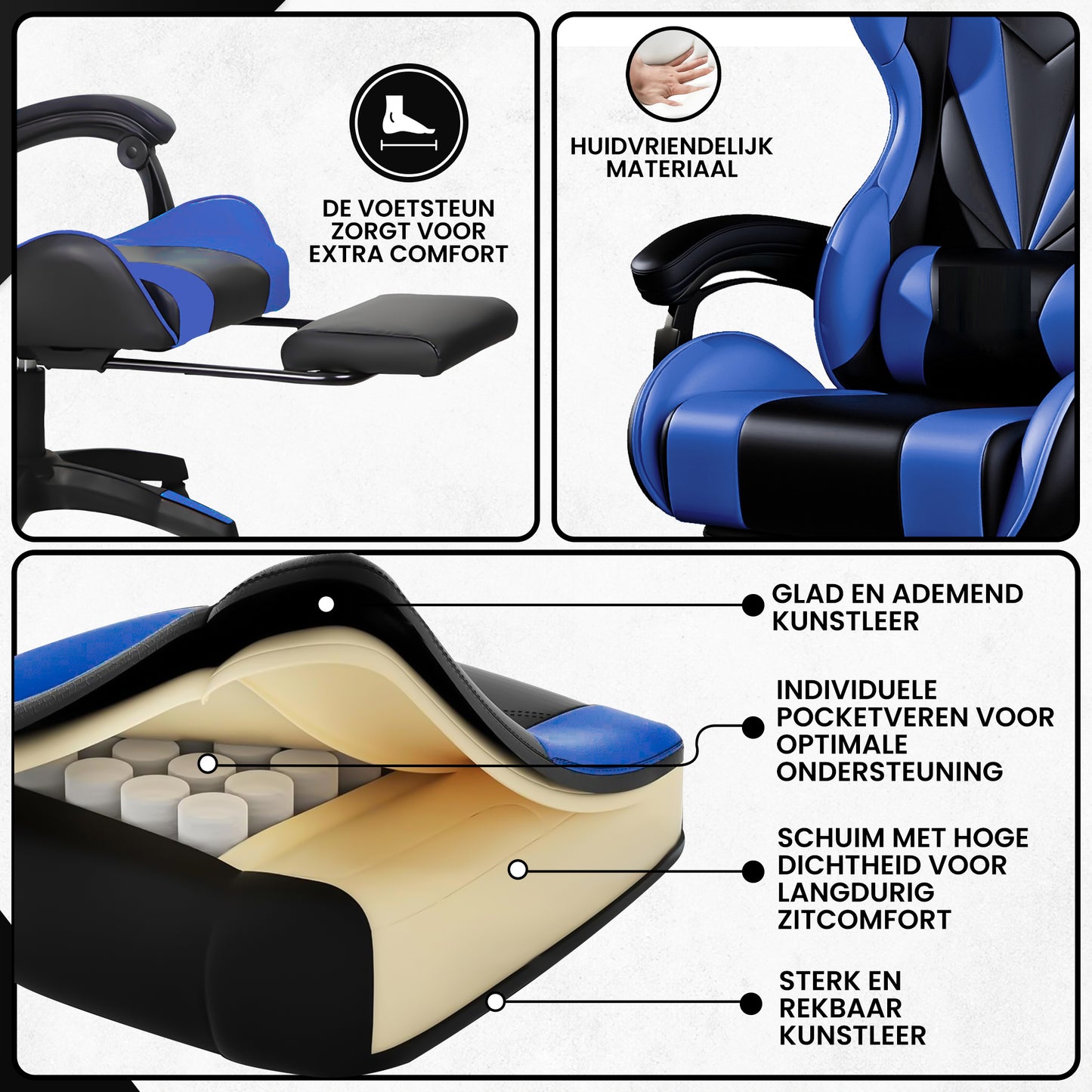Bayt Gaming Stoel - Blauw/Zwart