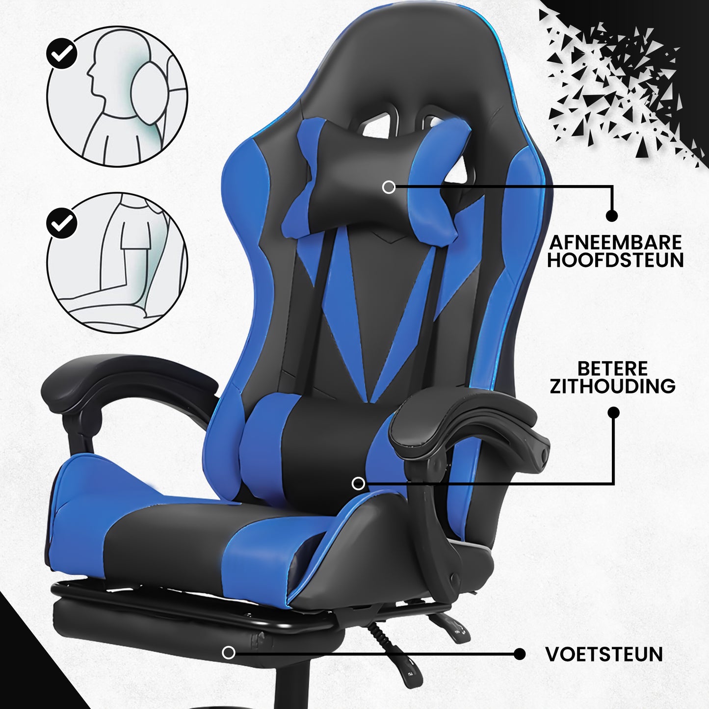 Bayt Gaming Stoel - Blauw/Zwart