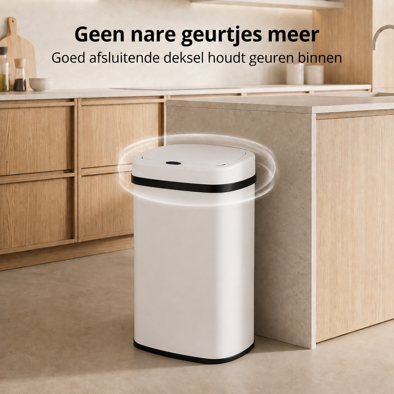 Prullenbak 60 Liter met Sensor - Wit - Baytliving