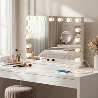 Bayt Hollywood Spiegel met Bluetooth Speaker - 58x46cm - Wit - Baytliving