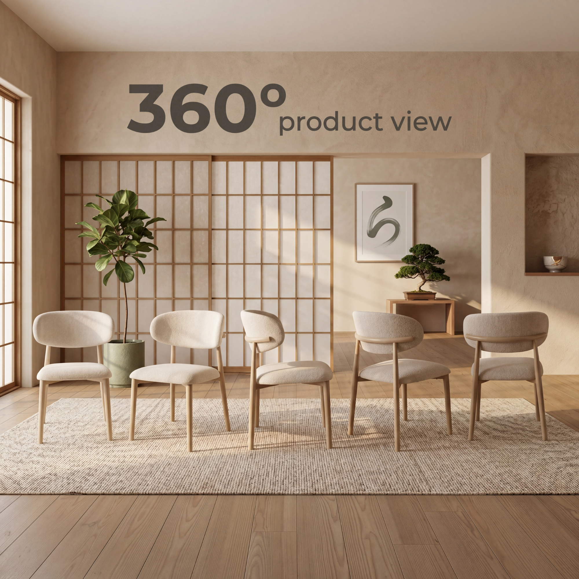 Bayt Japandi Eetkamerstoelen - Set van 2  - Beige - Baytliving