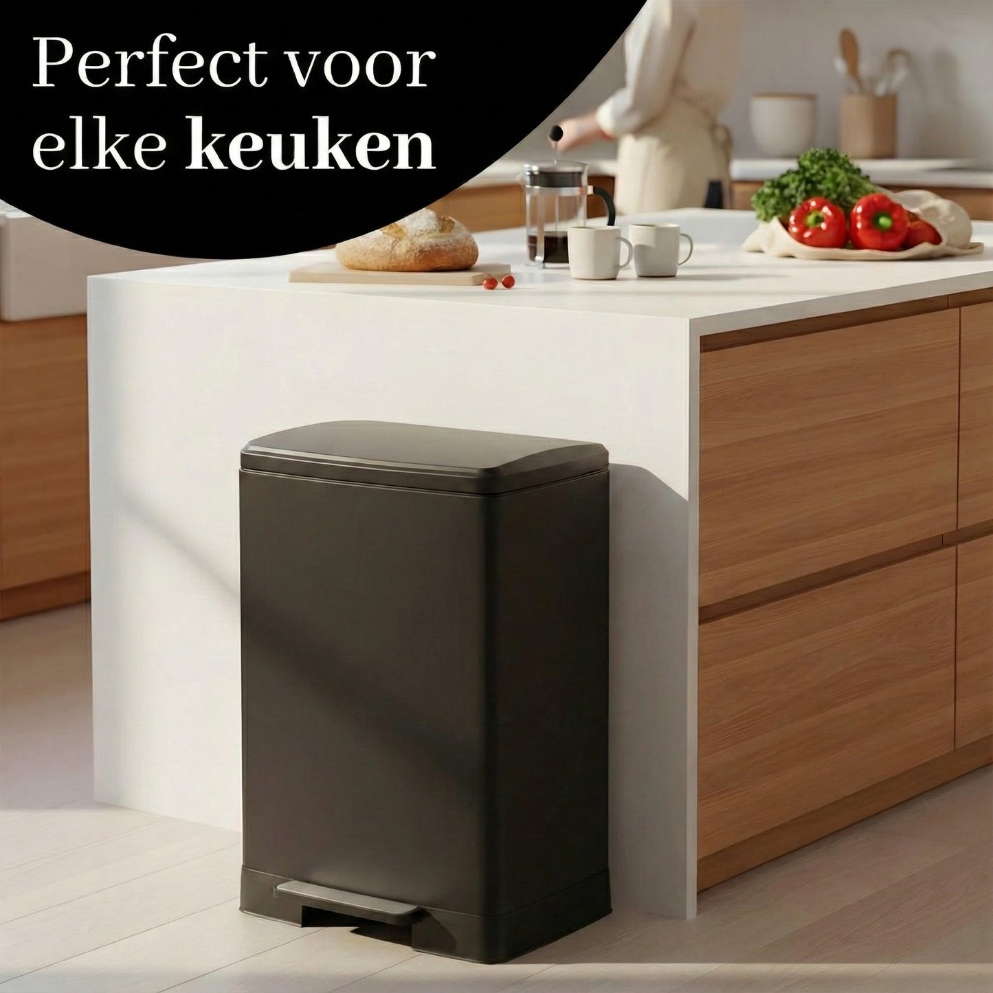 Bayt Prullenbak 60 Liter – Pedaalprullenbak - Zwart - Outlet