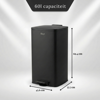 Bayt Prullenbak 60 liter - Pedaalprullenbak - Zwart - 69 x 45 x 37 cm - Baytliving