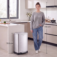 Prullenbak 60 Liter met Pedaalbediening - Zilver - Baytliving