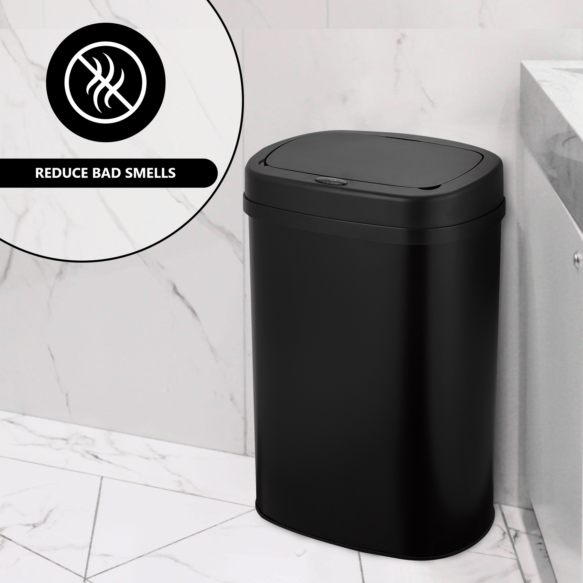 Bayt Prullenbak – 50L – Sensor – Zwart - Baytliving