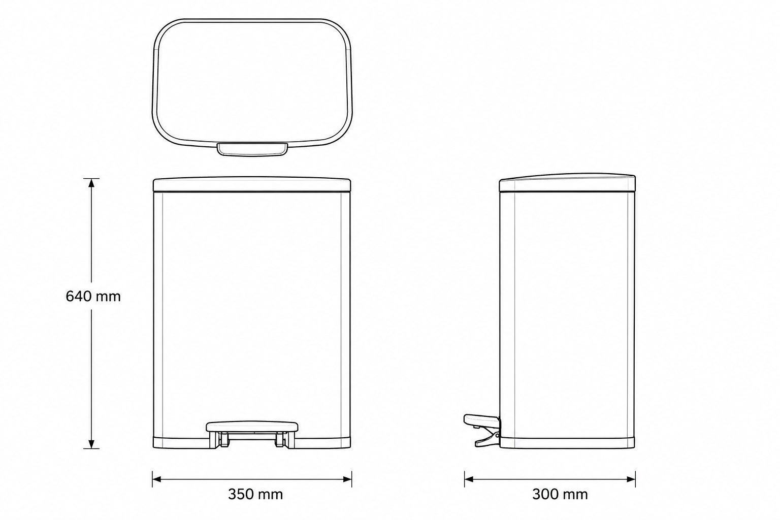 Bayt Prullenbak 30 Liter – Pedaalprullenbak - Zwart - Baytliving