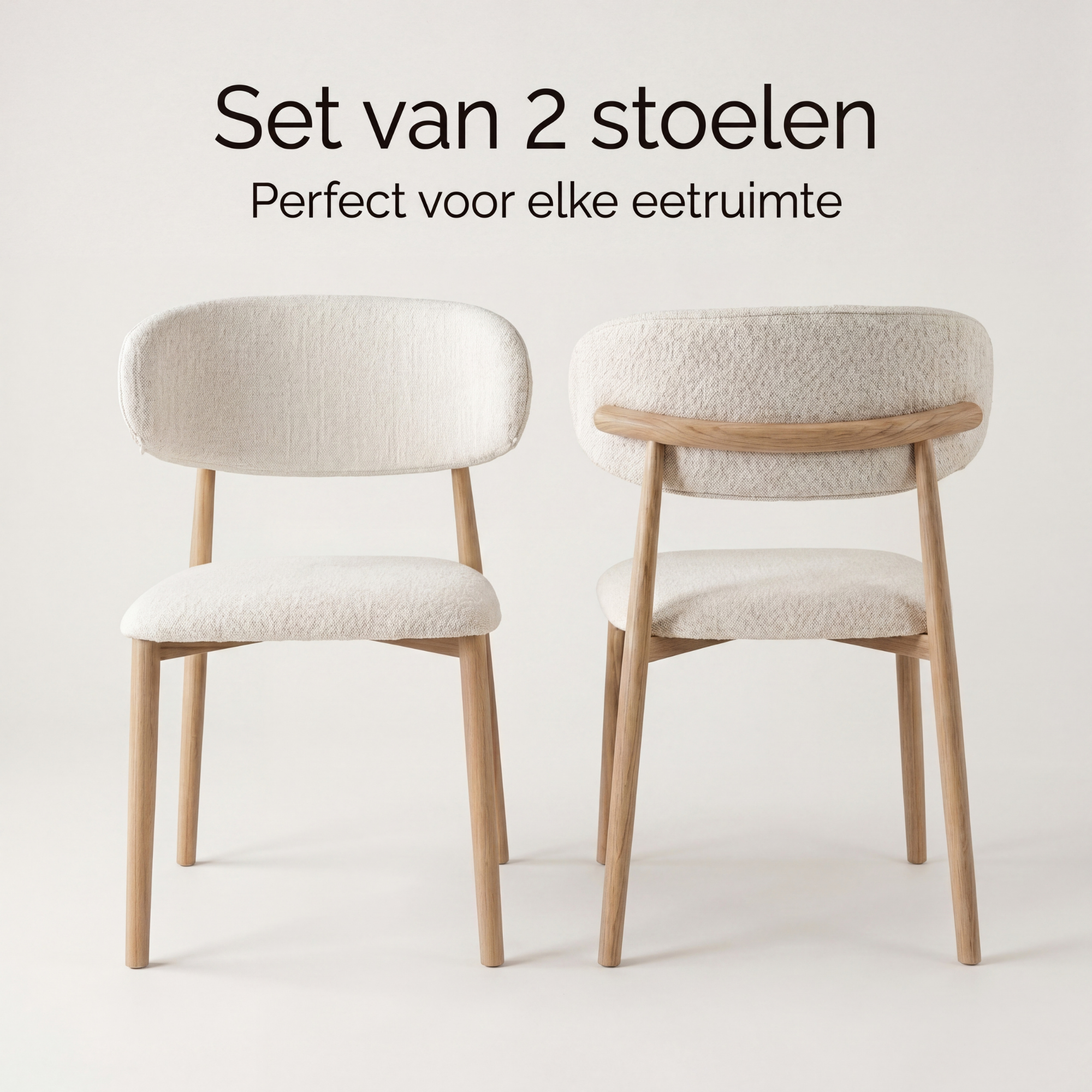 Bayt Japandi Eetkamerstoelen - Set van 2  - Beige - Baytliving