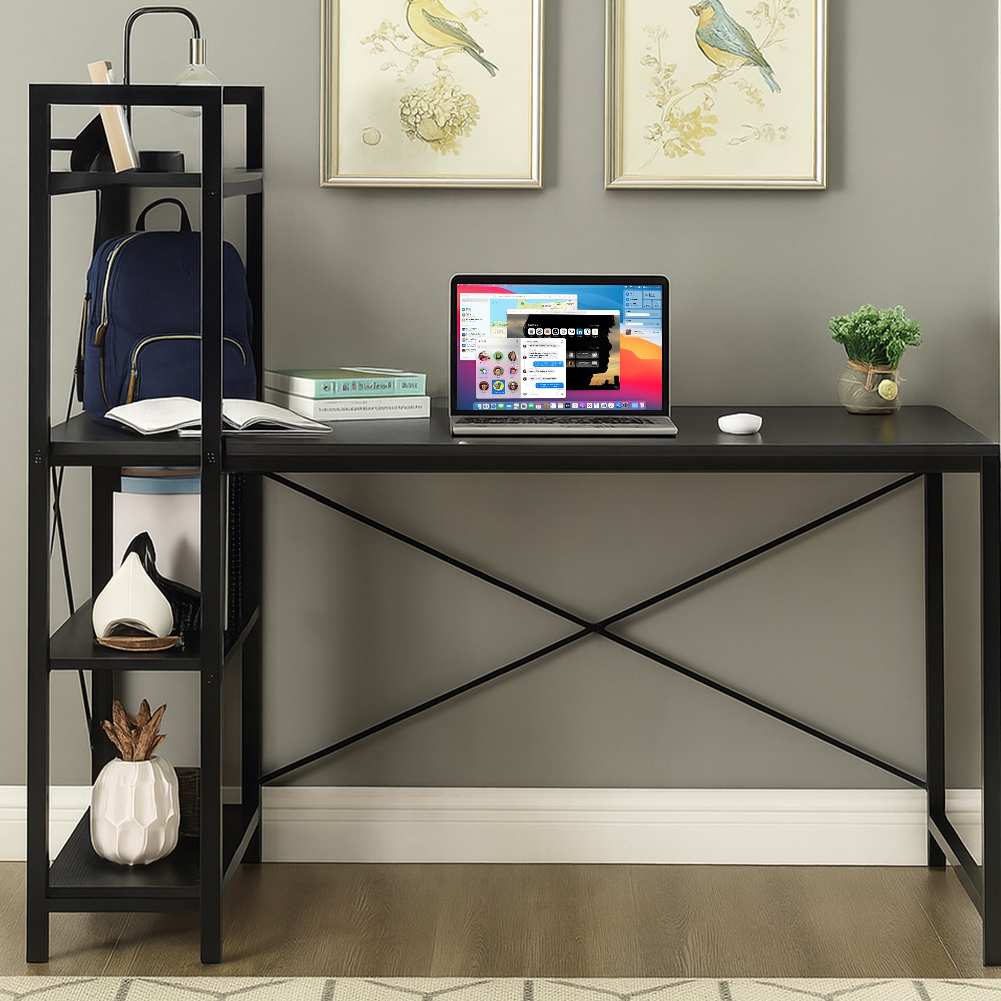 Bayt Bureau met Boekenkast - 120x75x60 cm - Zwart - Baytliving