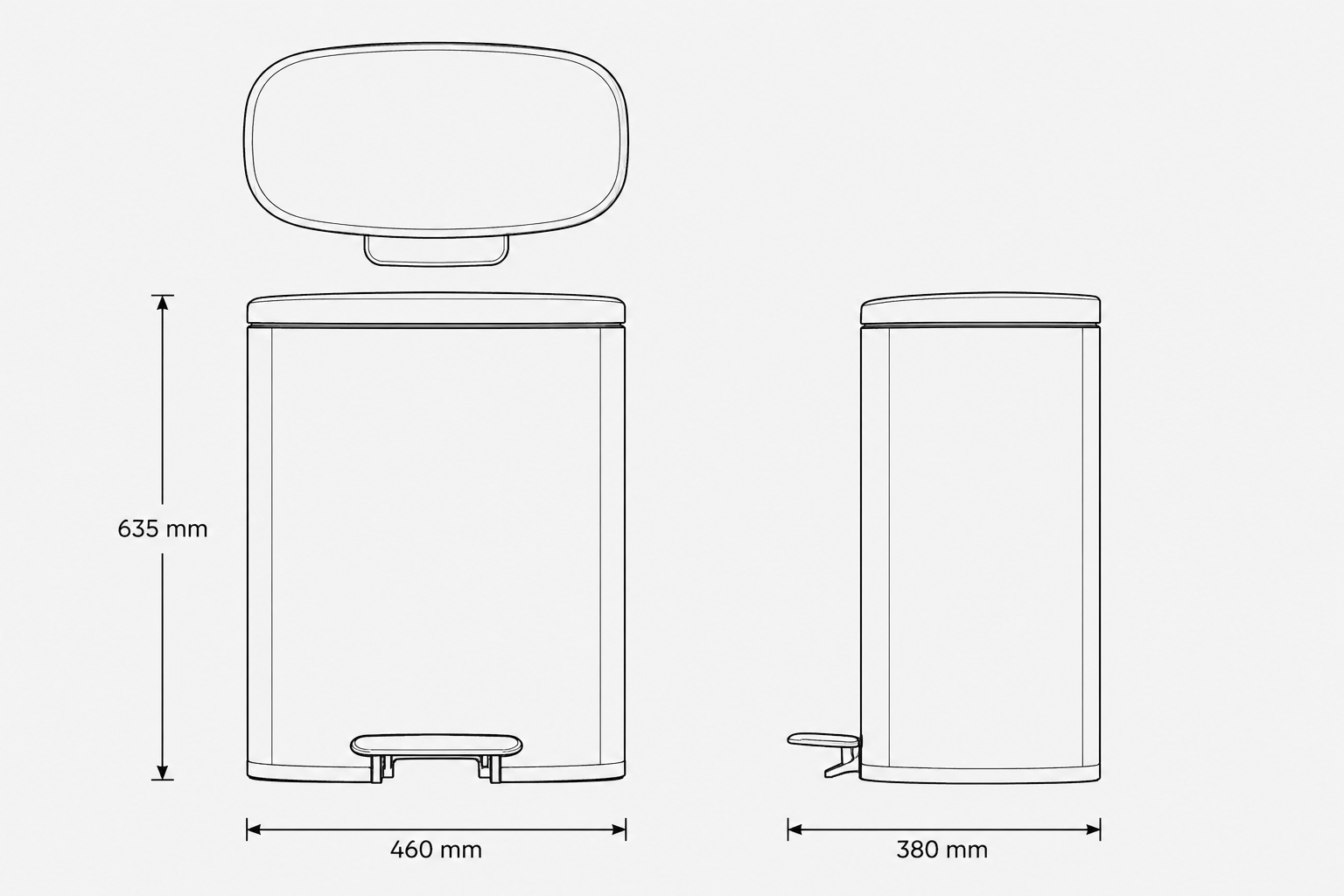 Bayt Prullenbak 50 Liter - Pedaalprullenbak - Wit - Baytliving