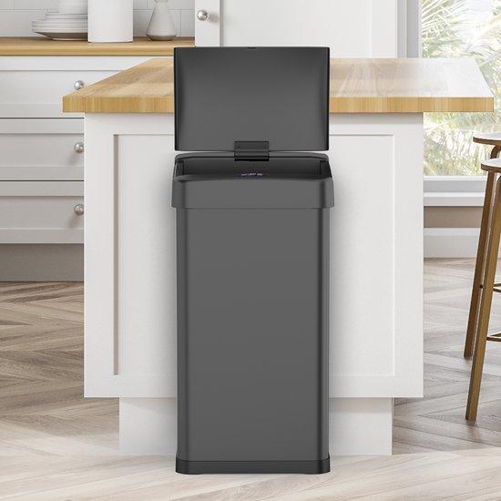 Bayt 60L Sensor Prullenbak, Vierkant, Zwart - Baytliving