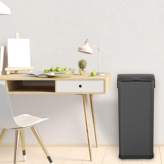 Bayt 60L Sensor Prullenbak, Vierkant, Zwart - Baytliving