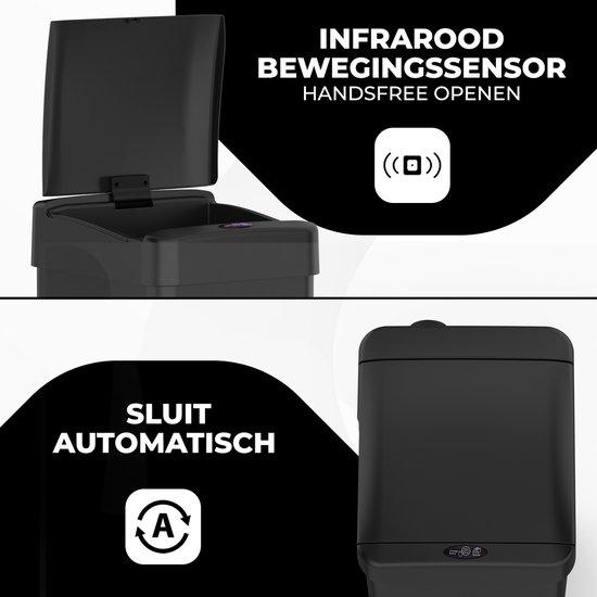 Bayt 60L Sensor Prullenbak, Vierkant, Zwart - Baytliving