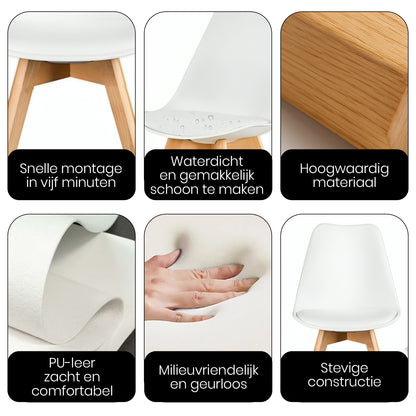 Bayt Eetkamerstoelen - Wit - 4 Stuks