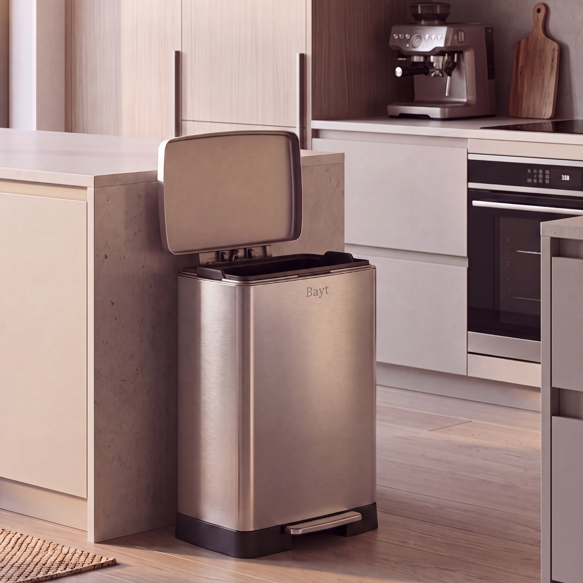 Prullenbak 60 Liter met Pedaalbediening - Zilver - Baytliving