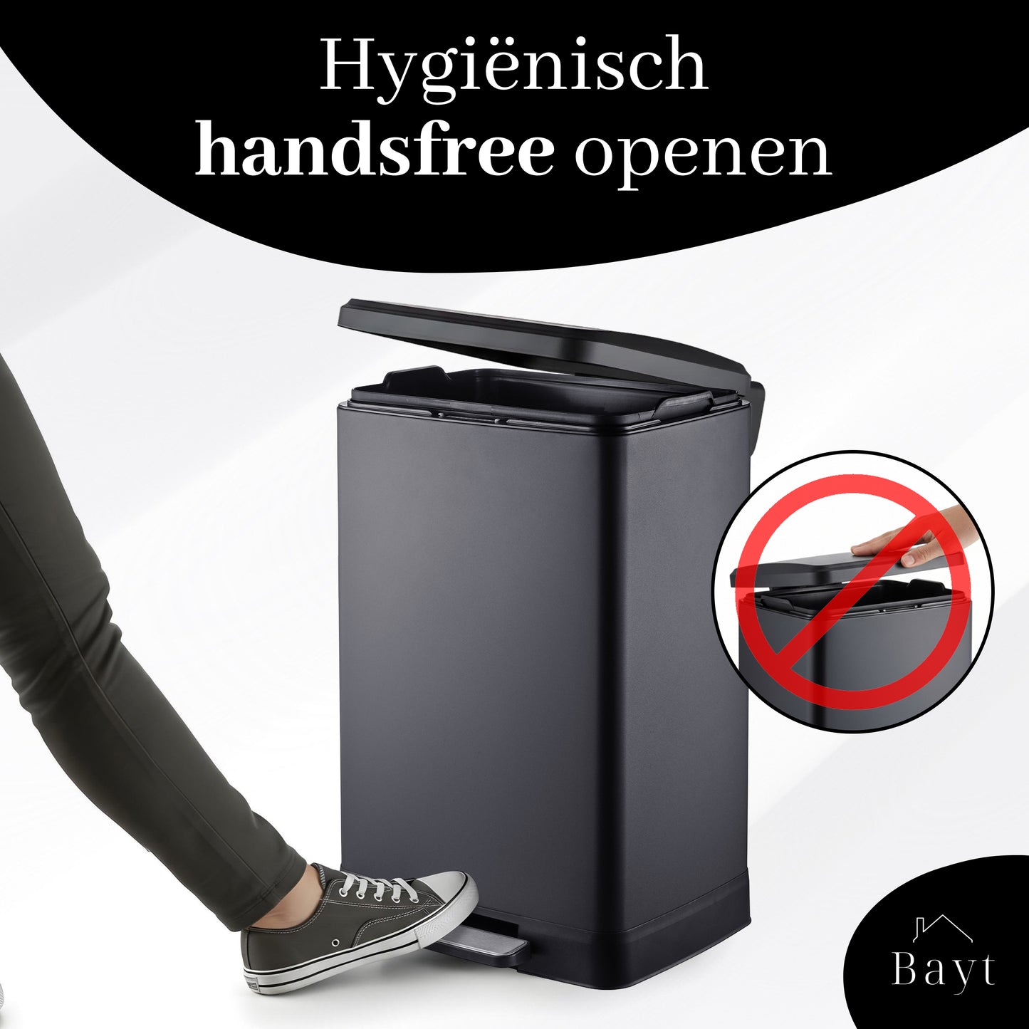 Bayt Prullenbak 60 Liter – Pedaalprullenbak - Zwart - Outlet