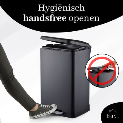 Bayt Prullenbak 60 Liter – Pedaalprullenbak - Zwart - Outlet