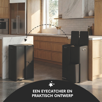 Bayt Prullenbak 60 liter - 3 compartimenten - Zwart - Baytliving